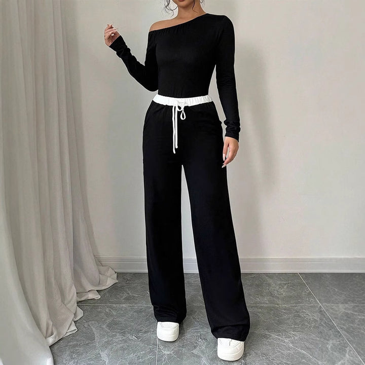 Damer Elegant jumpsuit med asymmetrisk overdel og bred ben Skovae