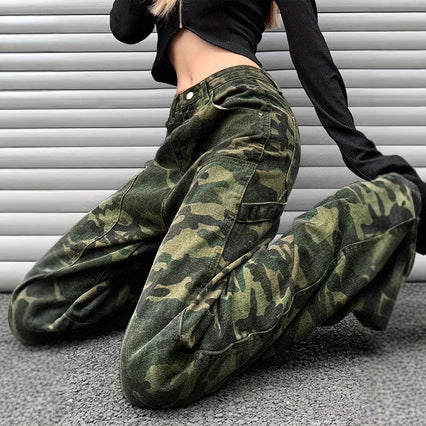 Dame cargo-bukser i urban camouflage-stil med praktiske lommer og behagelig pasform Stilla
