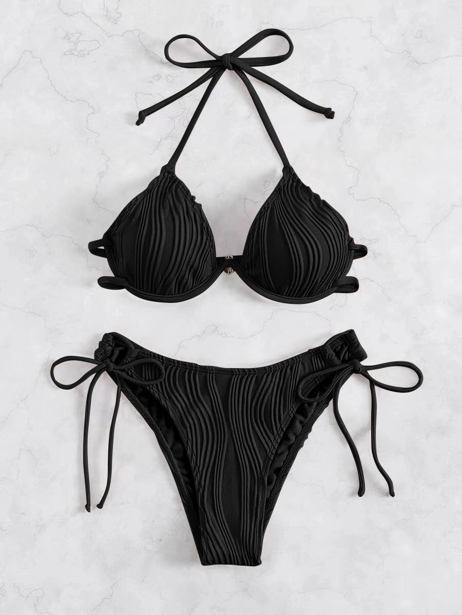 Femme Ribbede Trekant-Bikini-Sæt Stilla