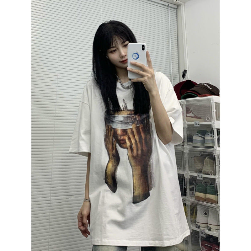 Dame Kunstnerisk Oversized-T-Shirt med kunstnerisk motiv Stilla