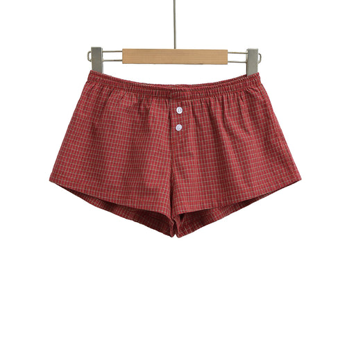 Dame Behagelige Rude Shorts i klassisk snit med elastisk linning Stilla