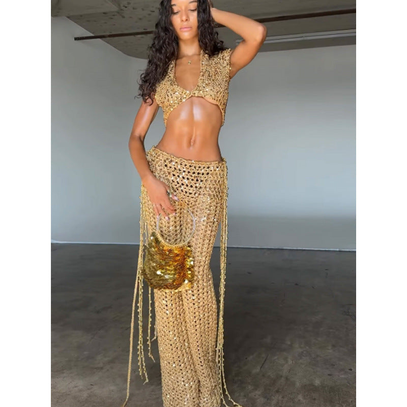 Damen Glamouröses Häkel-Outfit mit schimmernden Akzenten Skovae