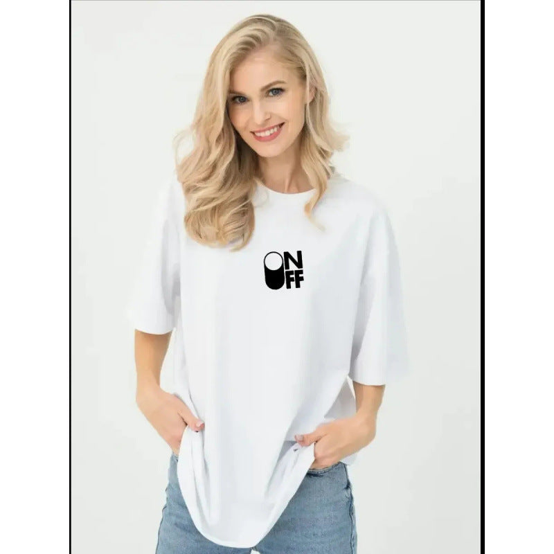 Dame T-shirt med kreativ grafiktryk og afslappet oversized skæring Stilla