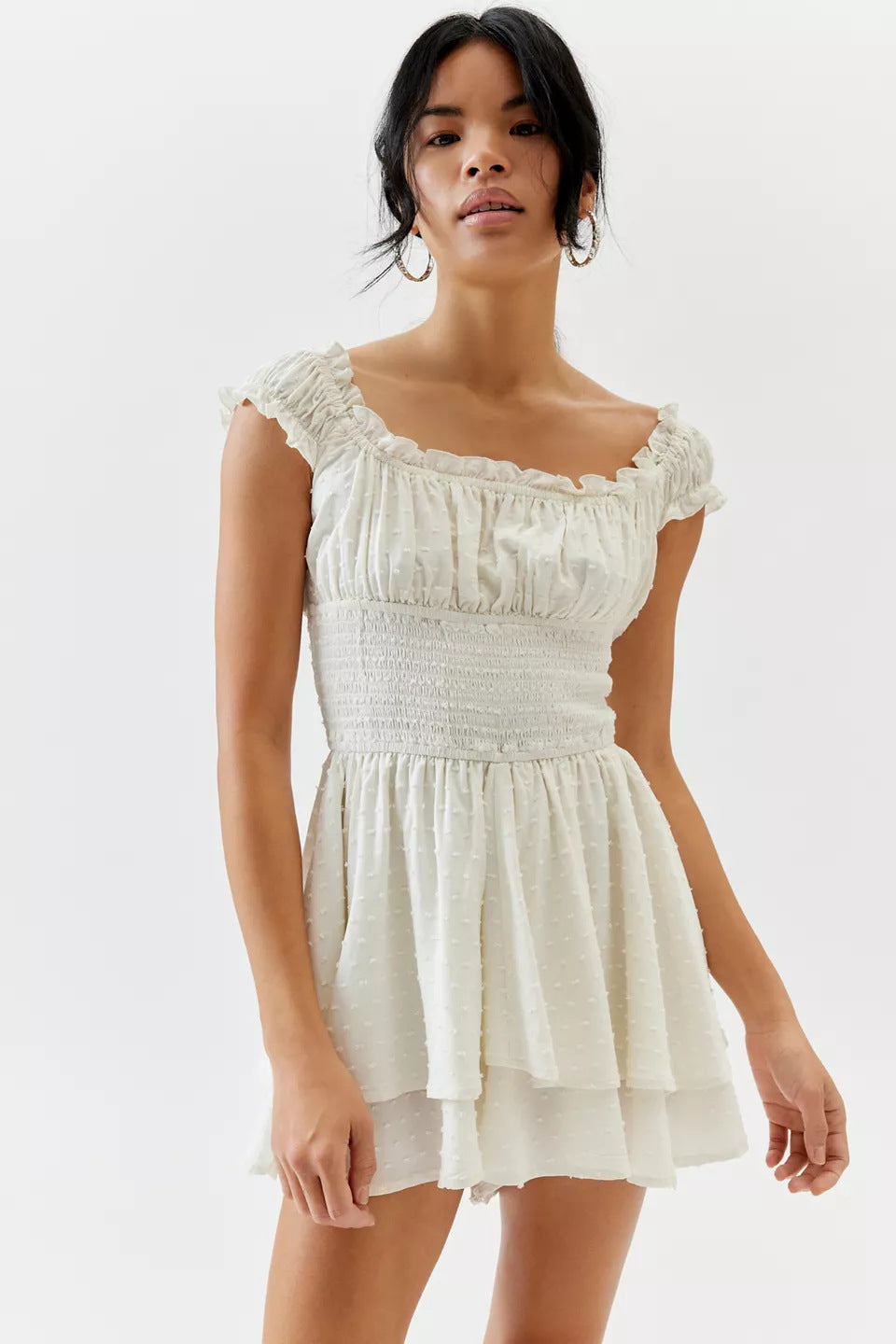 Femme Off-Shoulder Ruffle Mini Kjole Stilla