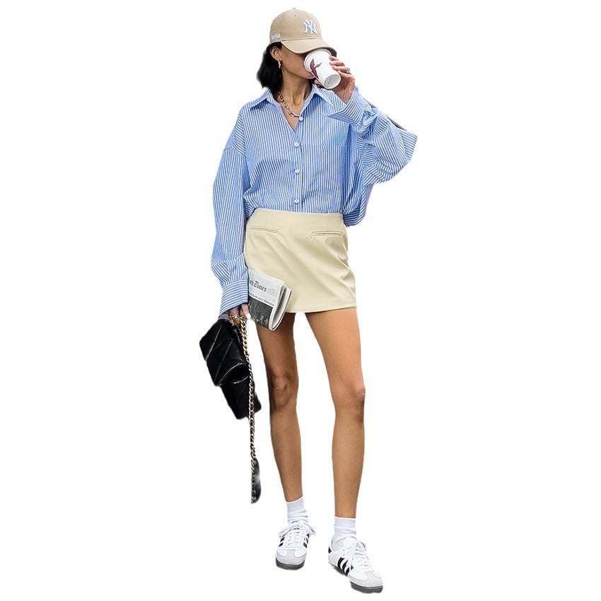 Dame oversized skjorte med moderne striber Stilla