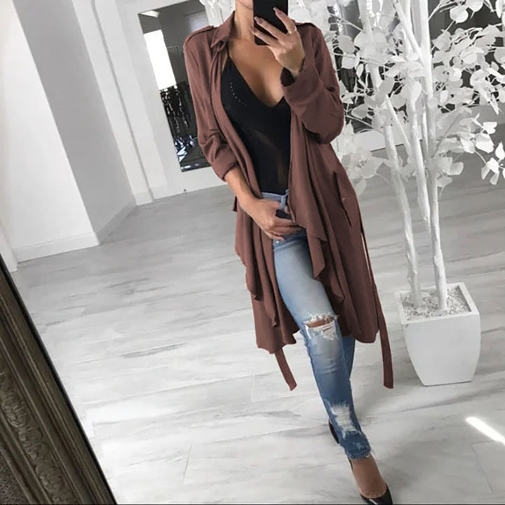 Dame afslappet, asymmetrisk Cardigan med åbne kanter Stilla