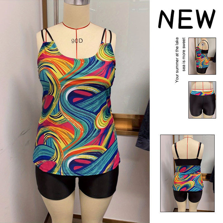 Dame Sporty Tankini med farverigt mønster Skovae