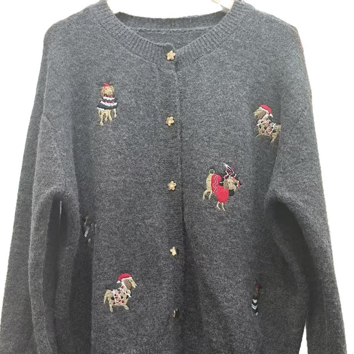 Dame cardigan med farverigt broderi design og elegant snit Stilla