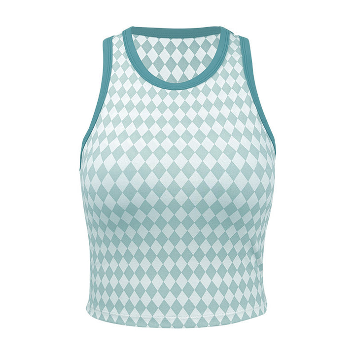 Dame sporty crop-top med unikt rhombemønster Stilla