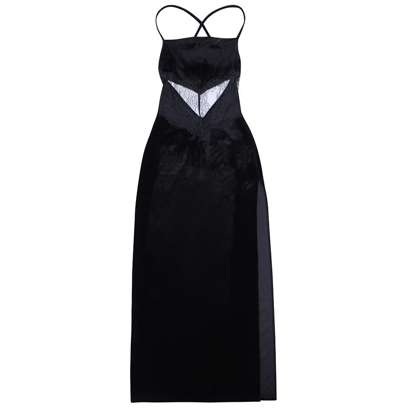 Dame elegant spidsbesat bodycon maxi kjole Stilla