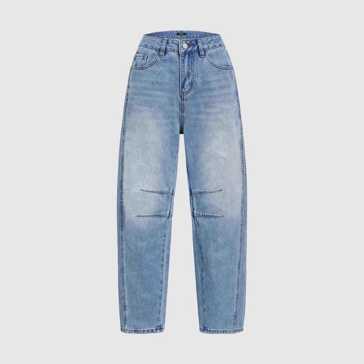 Kvinde brede jeans med høj talje og moderne design detaljer Skovae