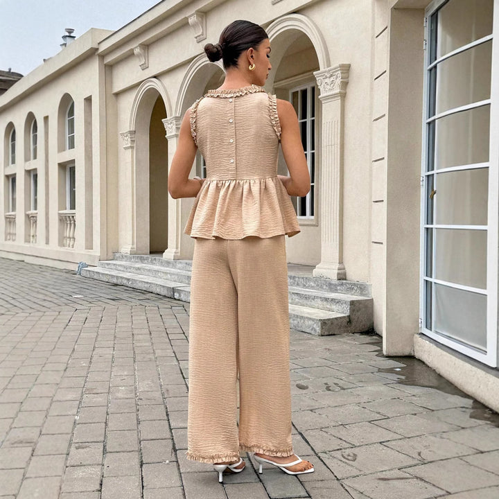 Dame Elegant Outfit med Ruffles detaljer og peplum snit Stilla