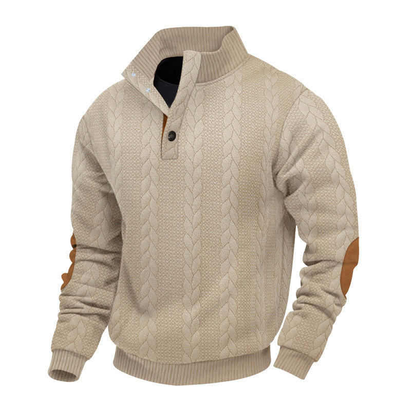 Herre strikket pullover med halvlukning og struktureret design Stilla