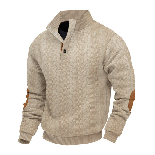 Herre strikket pullover med halvlukning og struktureret design Stilla