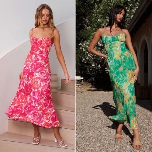 Femme A-linje Floral Maxi Kjole Stilla