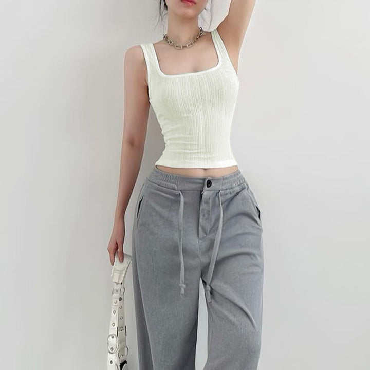Dame sporty tanktop med moderne ribdetaljer Skovae
