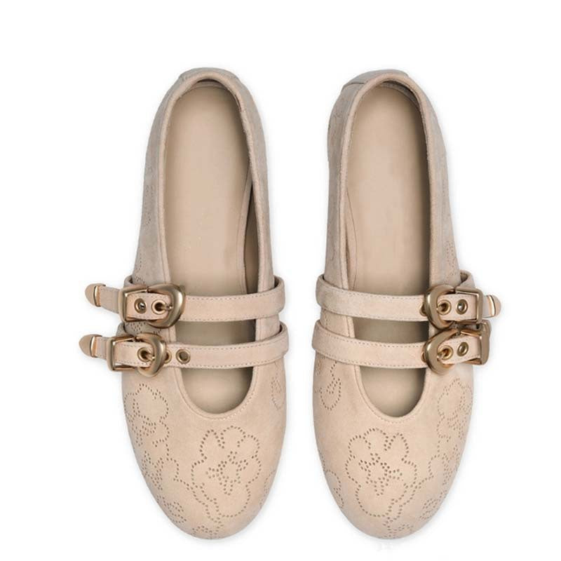 Femme Elegante Floral-Dekorerede Slip-On Flats Stilla