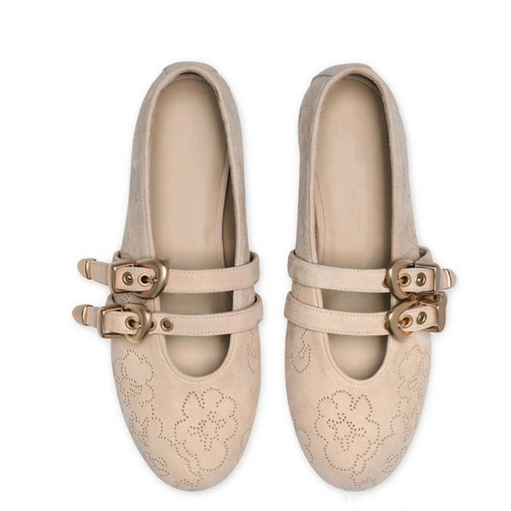 Femme Elegante Floral-Dekorerede Slip-On Flats Stilla