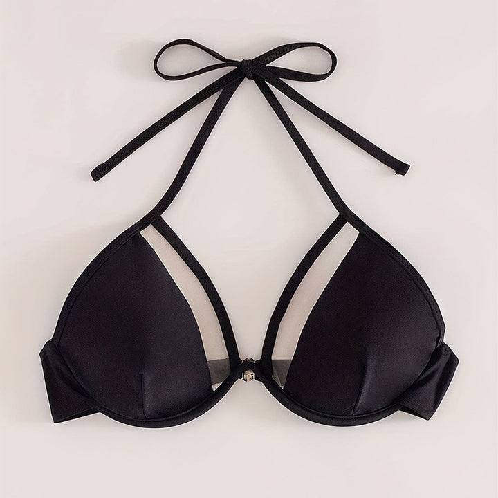 Dame triangel-bikini med gennemskinnelige designelementer Skovae