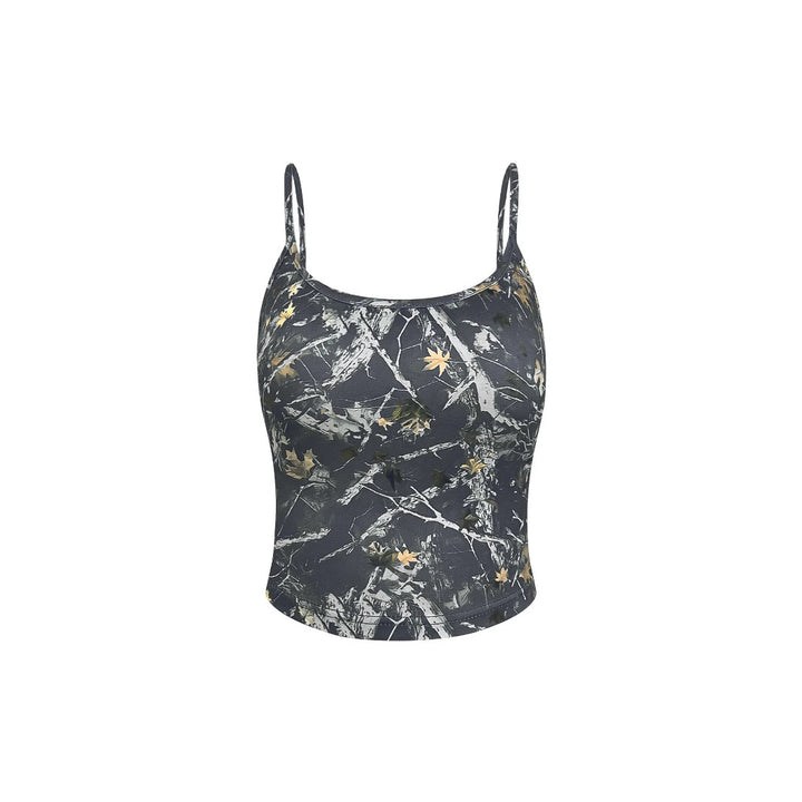 Dame blomstermønster cropped spaghetti top Stilla