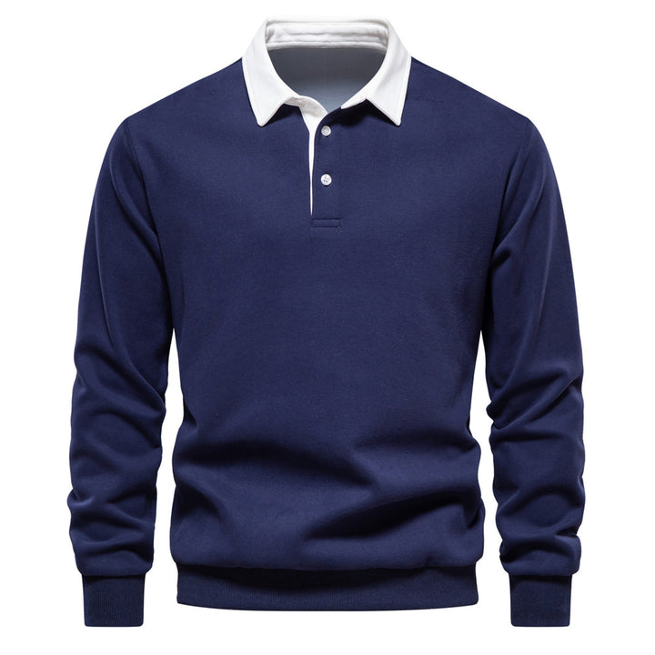 Herrer nan elegante Langærmet Poloshirt med kontrastkrave Skovae
