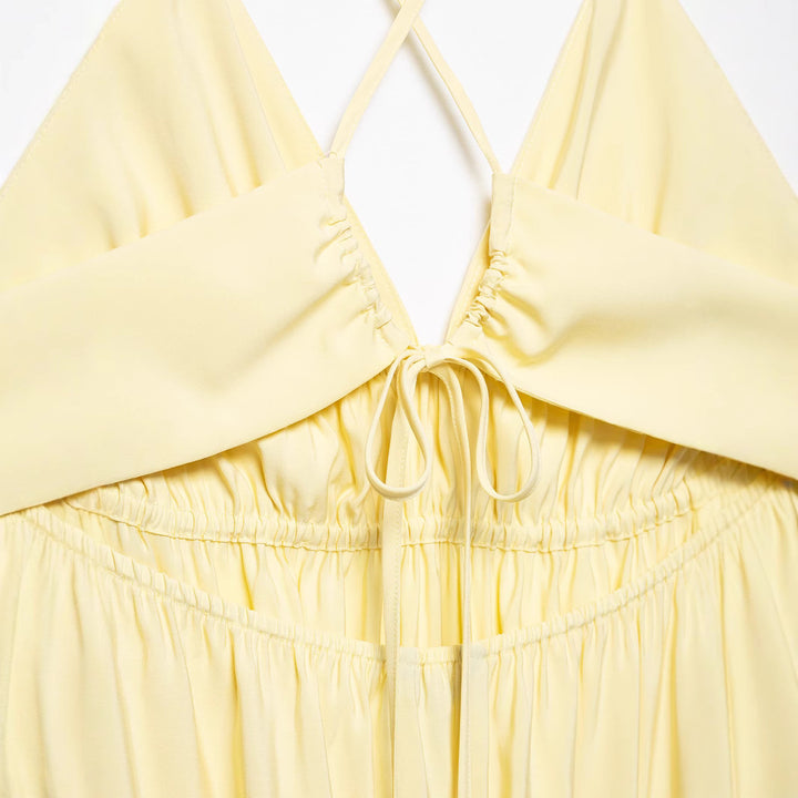 Femme Justerbar Spaghetti-top Maxikjole med rynket Overdel Stilla