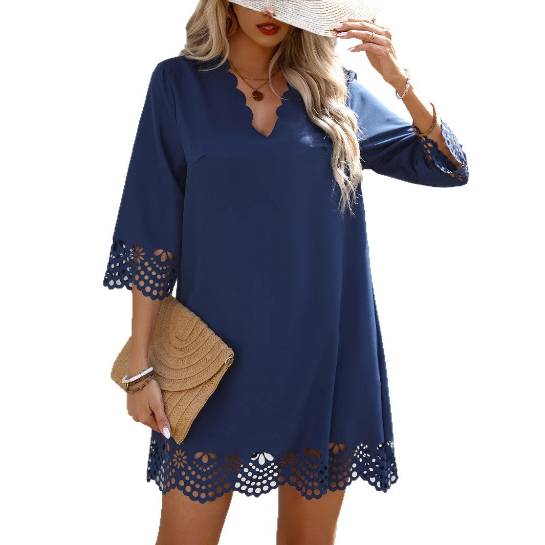 Dame blonde dekoreret sommerkjole Stilla