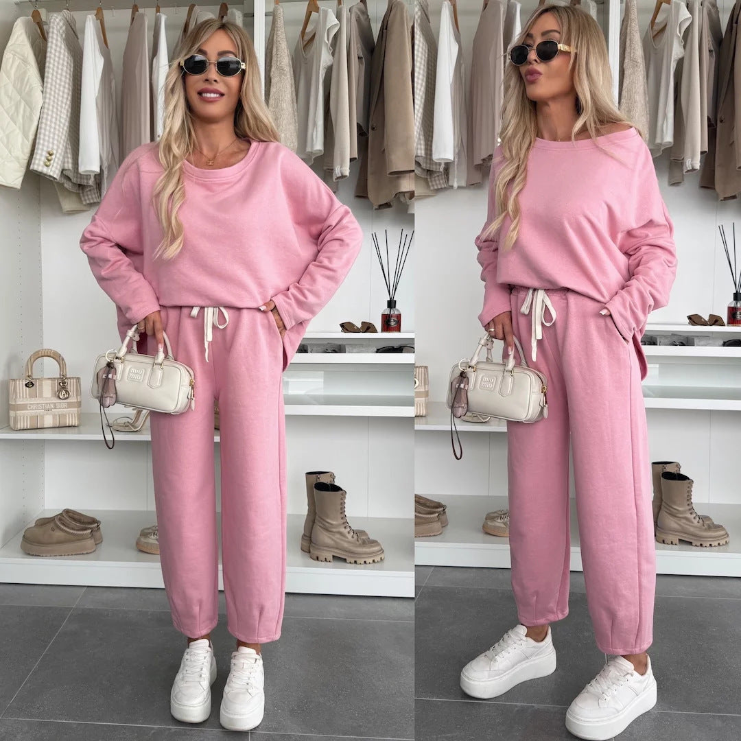 Kvinders loungewear sæt med komfortabel elastisk talje og moderne sweatshirt