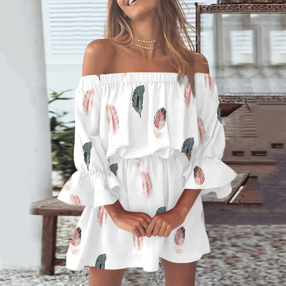 Dame Off-Shoulder Bluse med blomster mønster Stilla