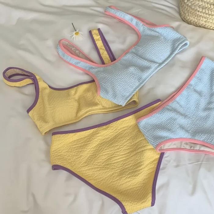 Femme Waffle Struktur Bikini Sæt Stilla