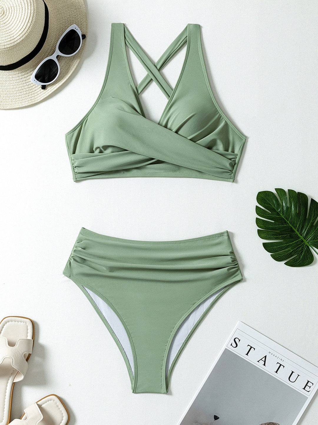Dame højtaljet bikini-sæt med elegant indviklet design Skovae