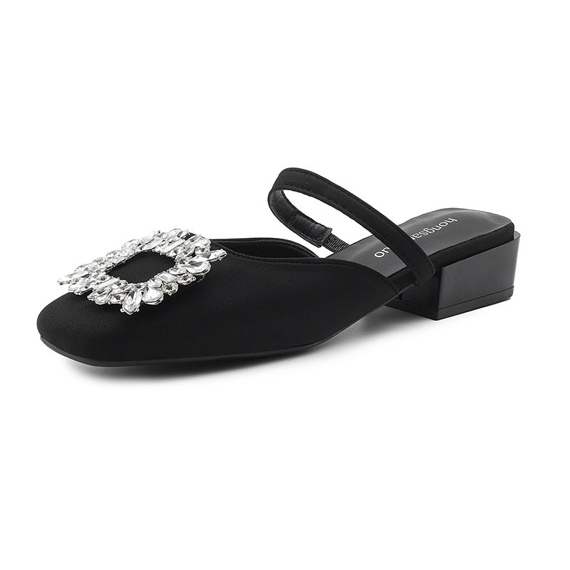 Dame Slip-On Slingback Mules med dekorativ ædelstenske accent Stilla