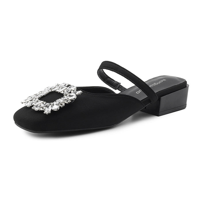Dame Slip-On Slingback Mules med dekorativ ædelstenske accent Stilla