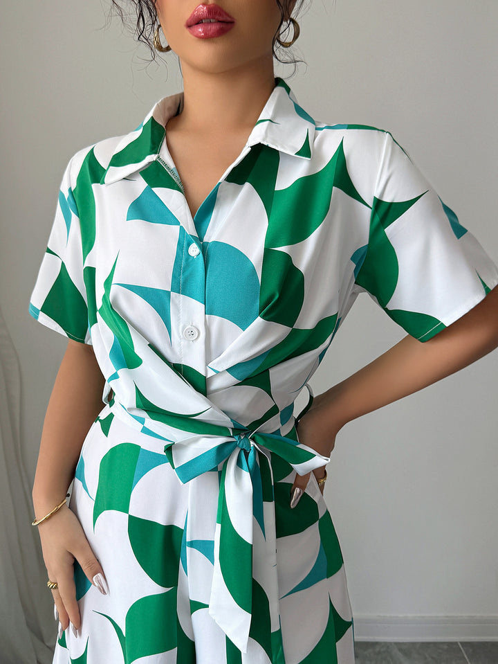 Dame Maxi-Overall med moderne geometrisk mønster Stilla