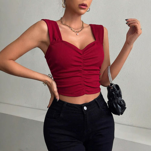 Dame Smukt figursyet Crop-Top med rynk og brede stropper Stilla