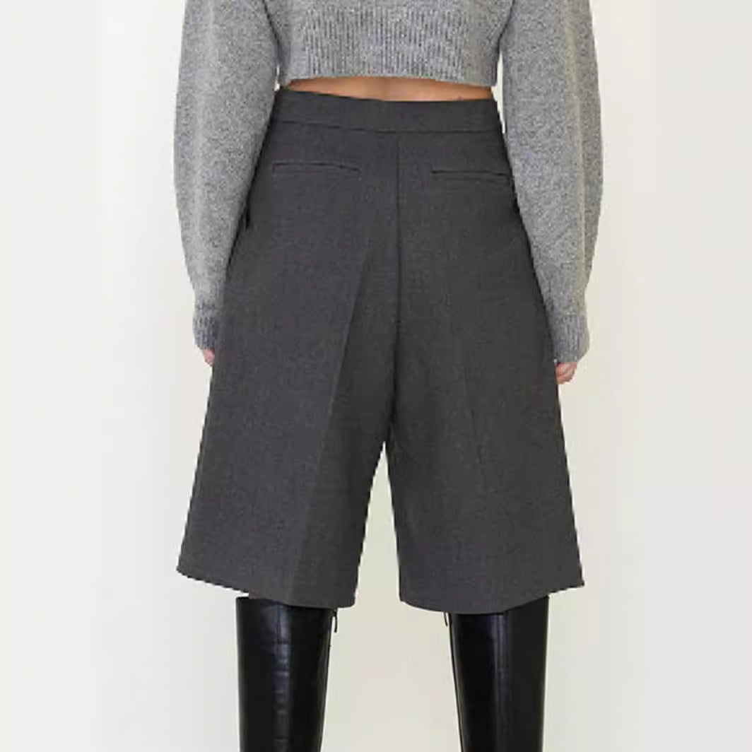 Dame elegant casual culotte med klassiske folder og høj talje Stilla