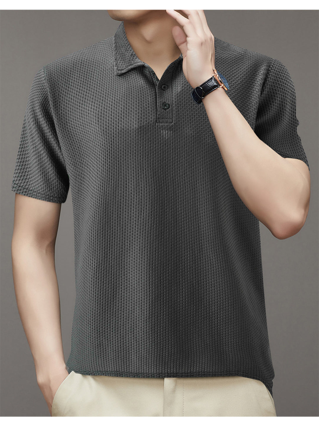 Herrer Struktur Polo Shirt Stilla