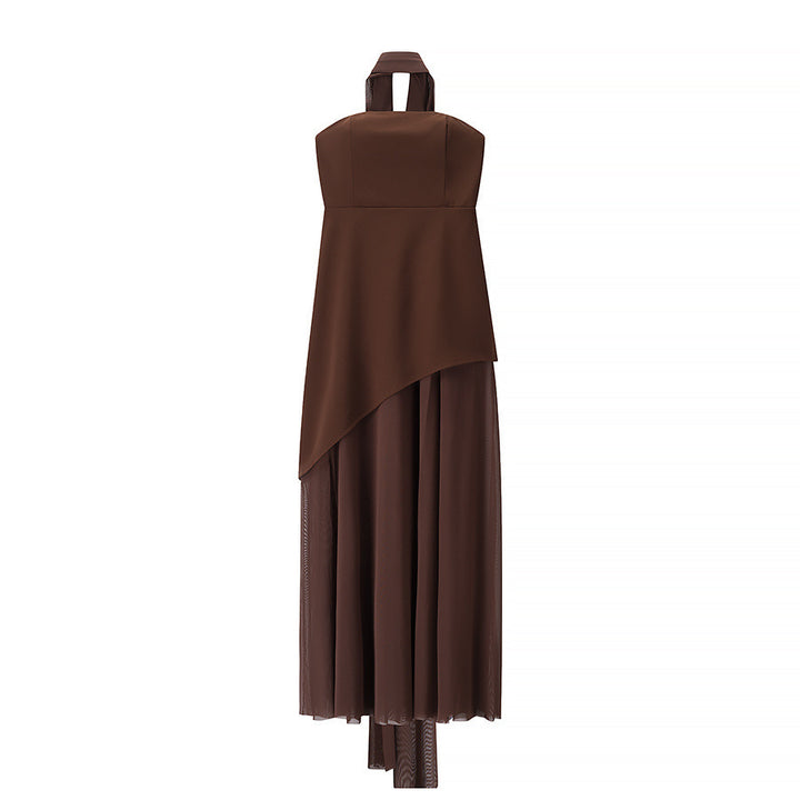 Dame maxikjole med asymmetrisk kant og flot draperingsdesign Stilla