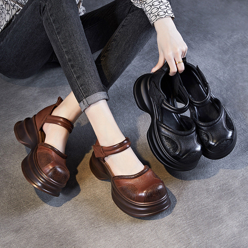 Femme Casual Plattform Mary Jane sko med justerbare stropper Stilla