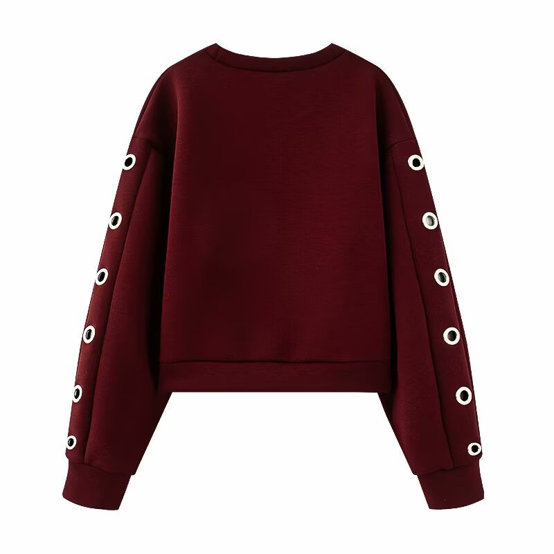 Femme Cropped Sweatshirt med Øjer Detalje Stilla