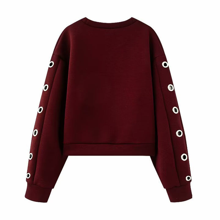 Femme Cropped Sweatshirt med Øjer Detalje Stilla
