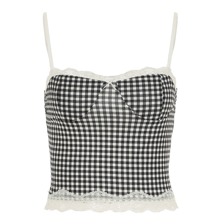 Damer spids-bustier med ternet design og justerbare stropper Skovae