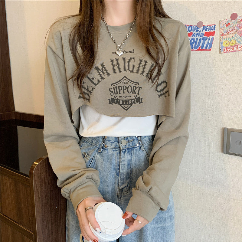 Femme Cropped Grafik Langærmet Sweatshirt Stilla