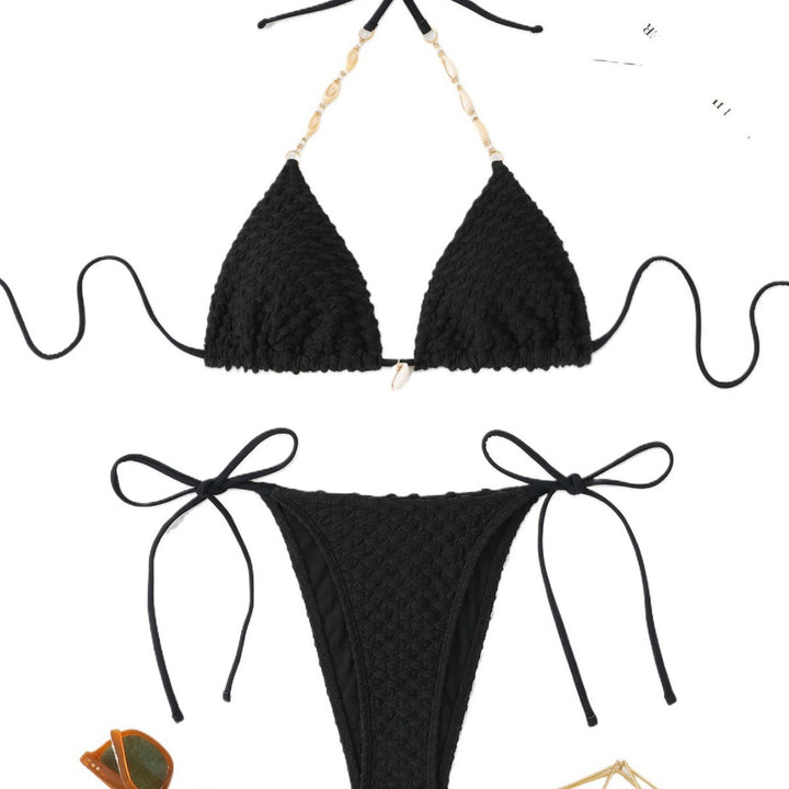 Femme struktureret Triangle-Bikini-Sæt med justerbare bindinger Stilla