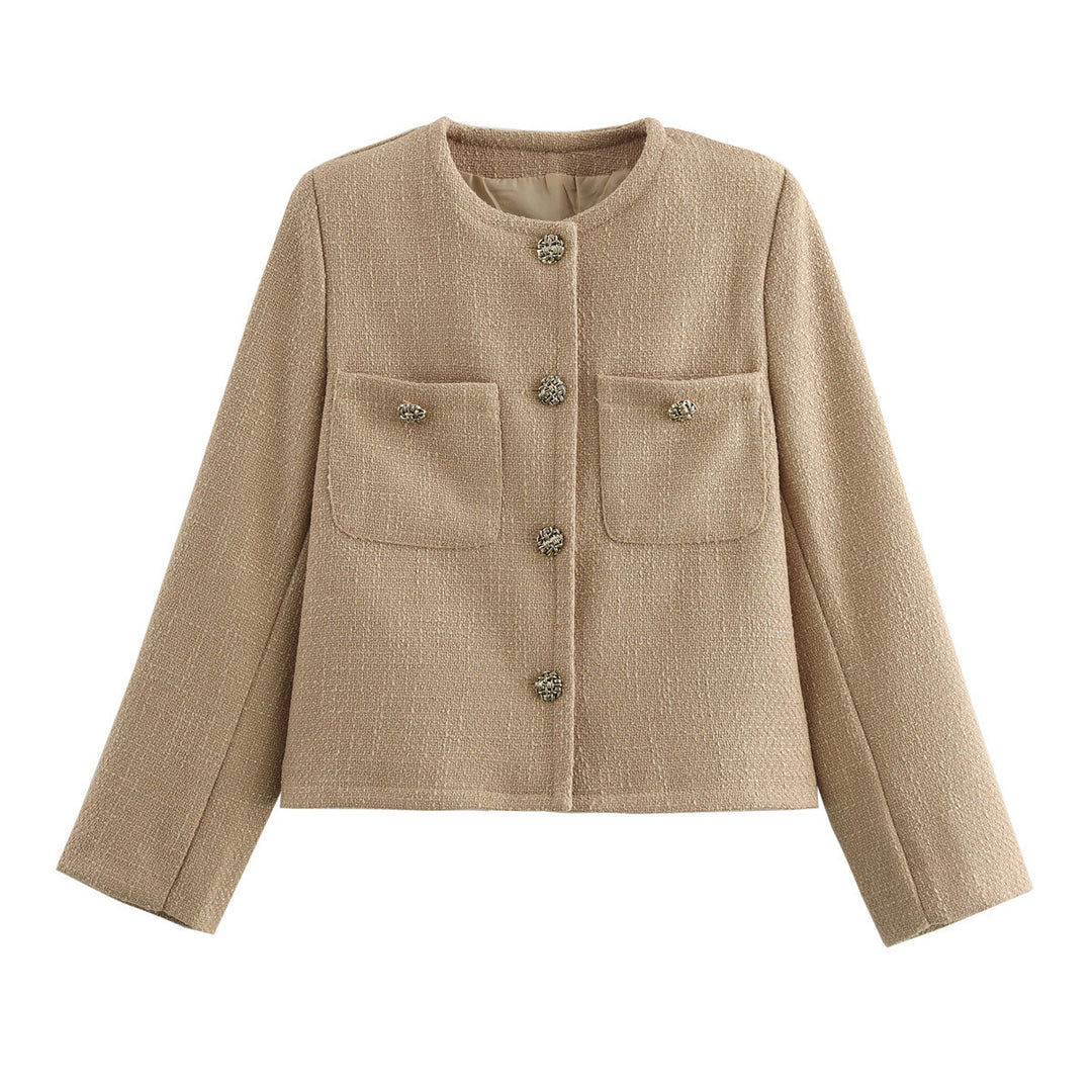 Femme Textured Tweed-Jakke med Frontlommer Stilla