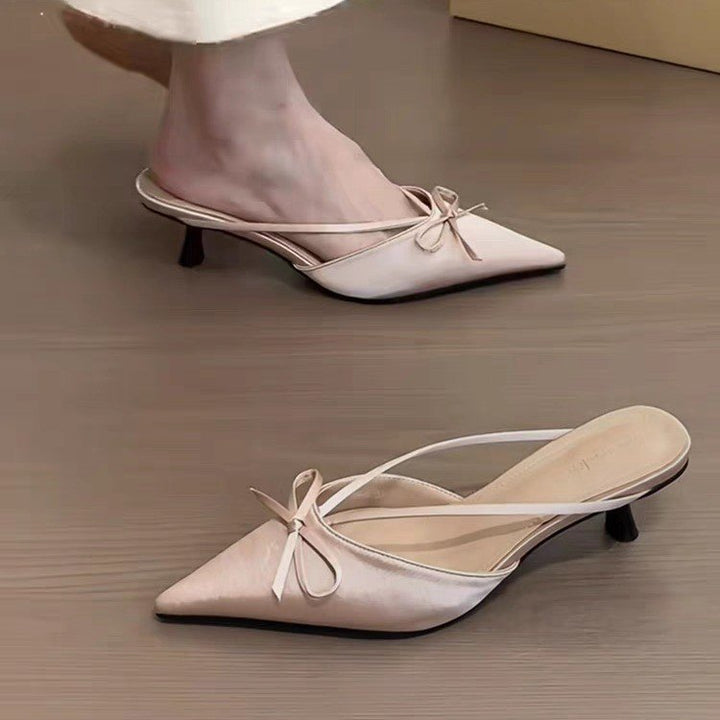 Dame Spidse Tå Slingback-Hæle med Sløjfe-Detalje Stilla