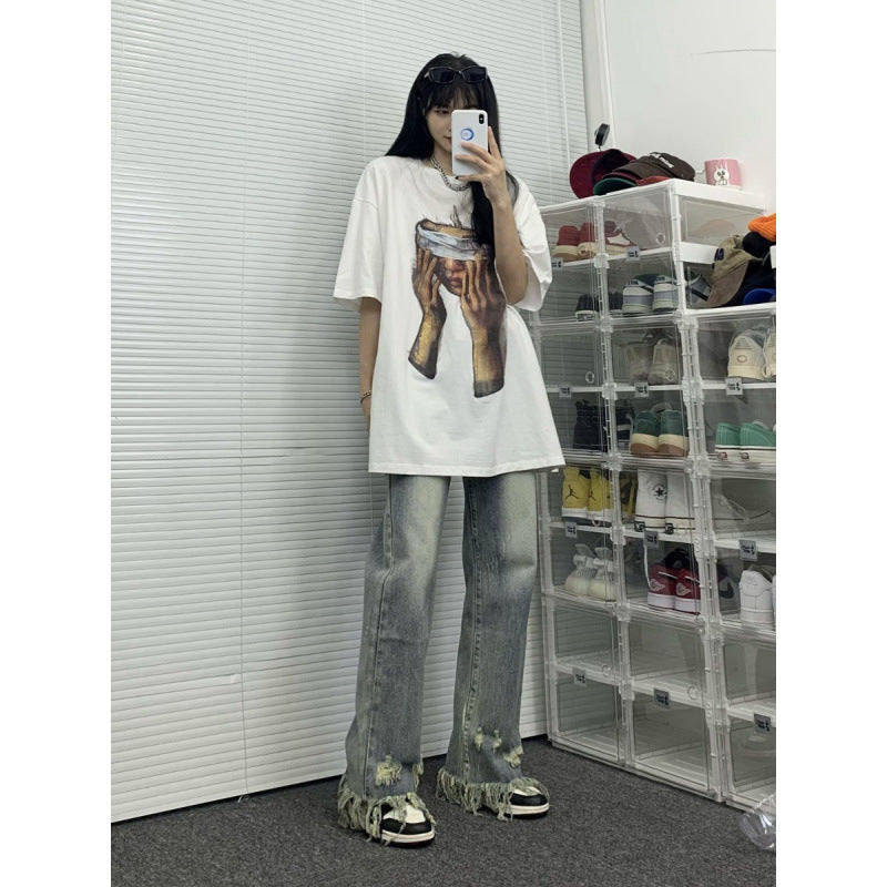 Dame Kunstnerisk Oversized-T-Shirt med kunstnerisk motiv Stilla