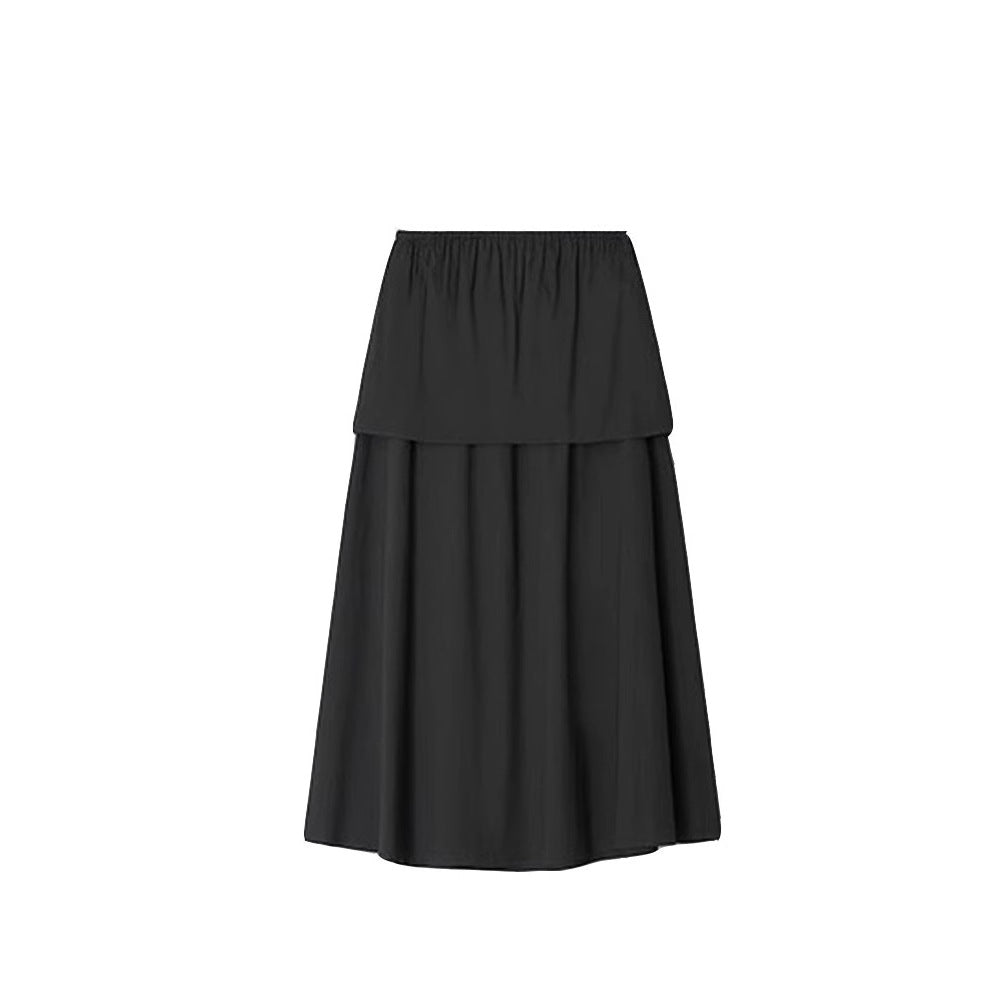 Kvindernes elegante maxi nederdel med flydende snit og elastisk talje Stilla