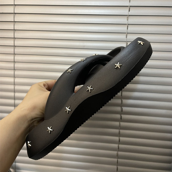Dame flip-flops med stilfulde stjerneapplikationer Stilla