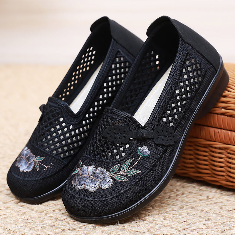Dame Mode og åndbare Slip-On sko med blomsterbroderi Stilla